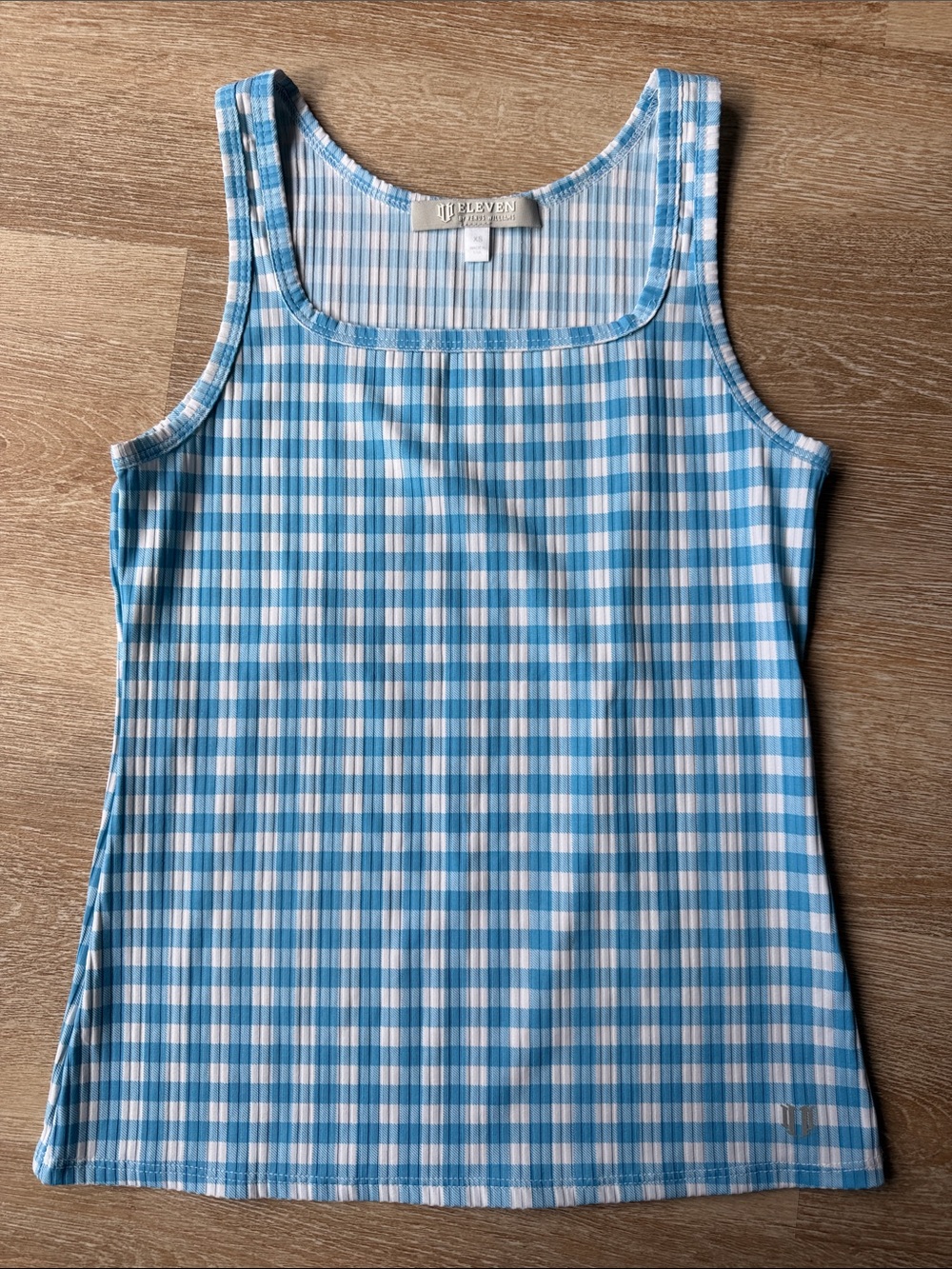 EleVen by Venus Williams Blue and White Gingham Tank